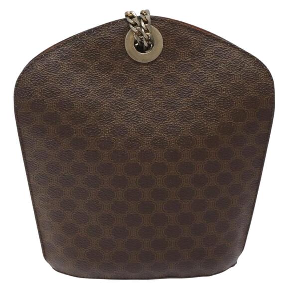 CELINE Macadam Canvas Shoulder Bag Pvc Leather Brown Gold - Picture 3 of 12